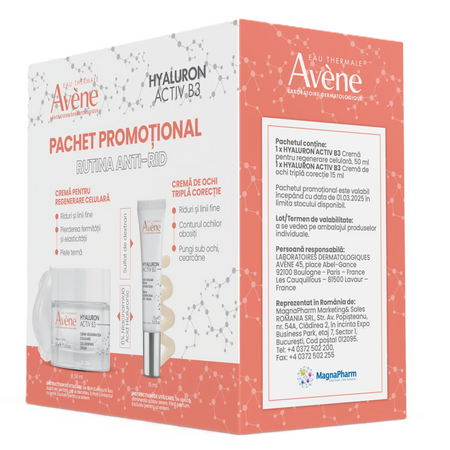 Pachet Crema pentru regenerare celulara 50 ml + Crema de ochi cu tripla actiune 15 ml Hyaluron Activ B3, Avene 661739