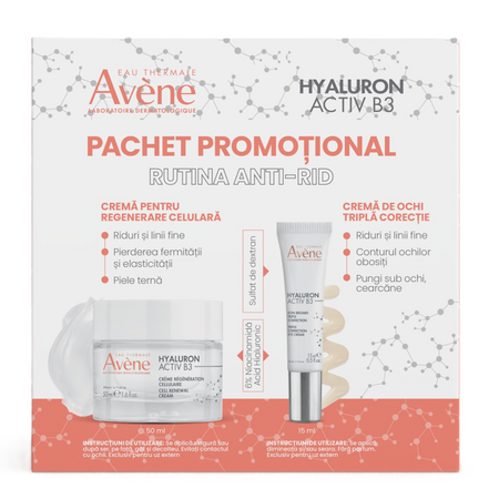 Pachet Crema pentru regenerare celulara 50 ml + Crema de ochi cu tripla actiune 15 ml Hyaluron Activ B3, Avene 661738