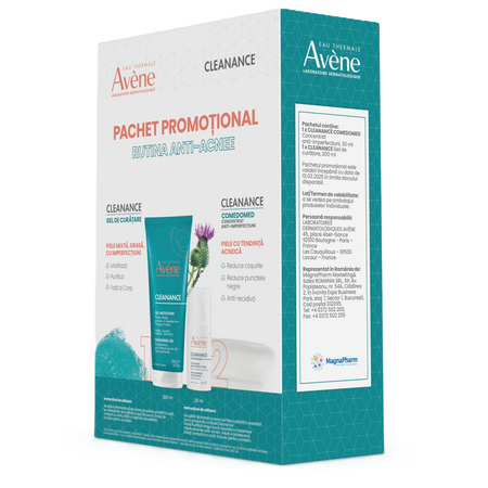 Pachet Concentrat anti-imperfectiuni pentru ten cu tendinta acneica 30 ml + Gel de curatare pentru ten gras cu tendinta acneica 200 ml Cleanance, Avene 661745