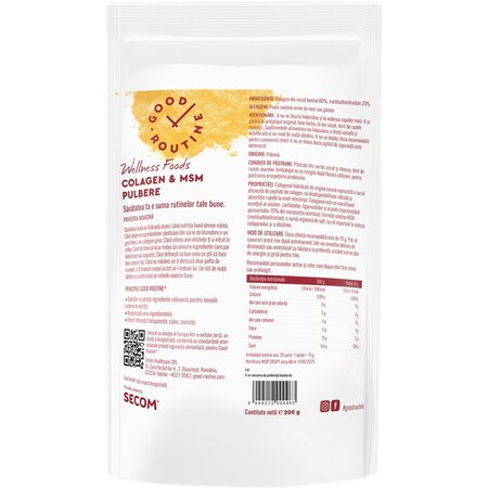 Pulbere de colagen si MSM Good Routine, 200 g, Secom 712131