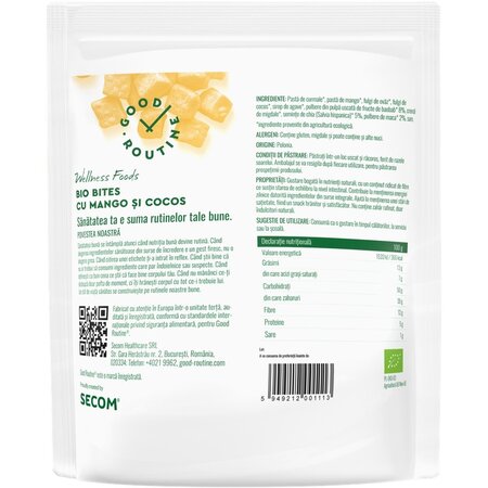 Bio Bites cu mango si cocos Good Routine, 120 g, Secom 712061