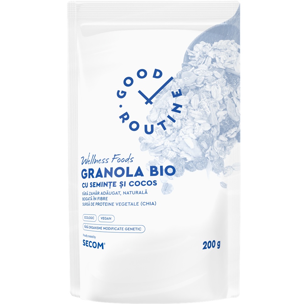 Granola Bio cu seminte si cocos Good Routine, 200 g, Secom