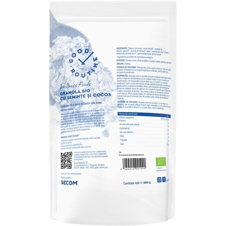 Granola Bio cu seminte si cocos Good Routine, 200 g, Secom 712178