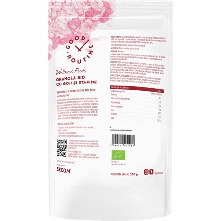 Granola bio cu goji si stafide Good Routine, 200 g, Secom 712146