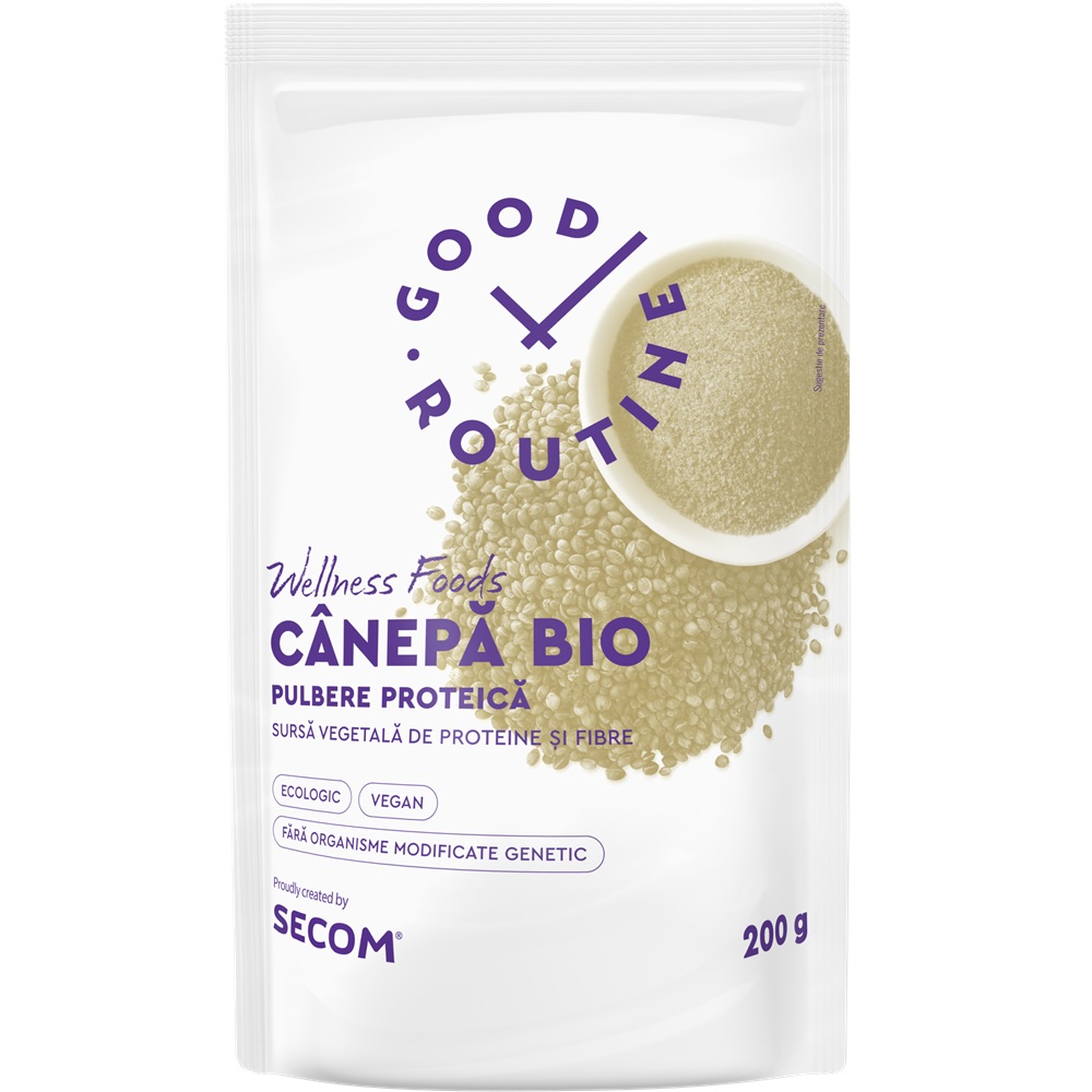Pulbere proteica Bio de Canepa Good Routine, 200 g, Secom
