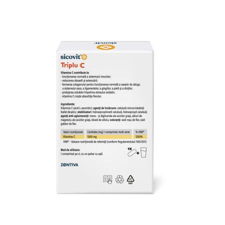 Triplu C Sicovit, 24 comprimate multi-strat, Zentiva 662480