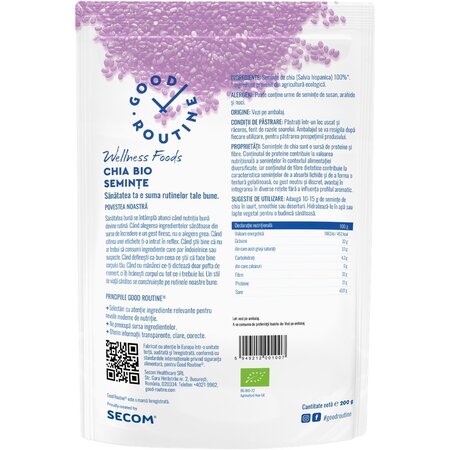 Seminte de Chia Bio Good Routine, 200 g, Secom 712118