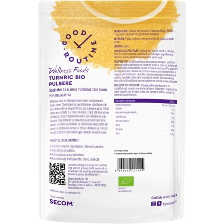 Pulbere de Turmeric Bio Good Routine, 150 g, Secom 712281