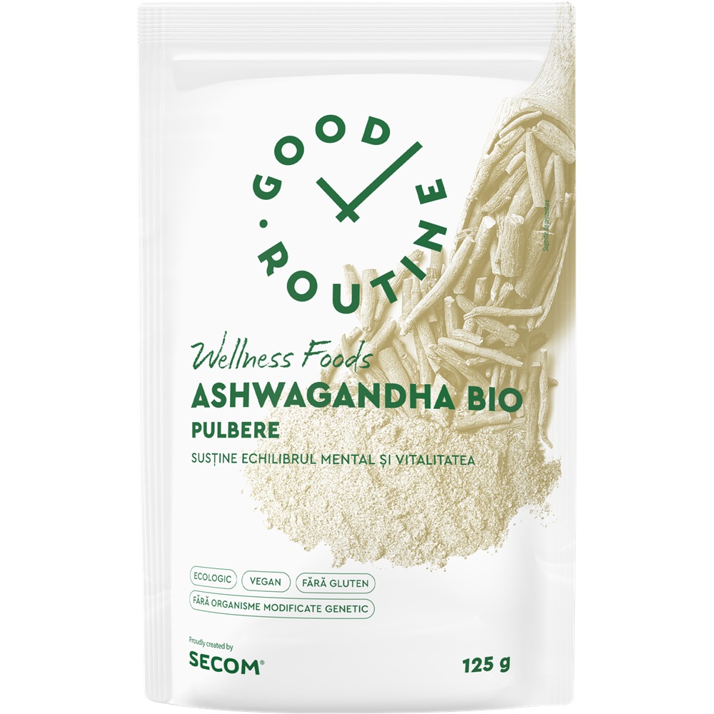 Pulbere de Ashwagandha Bio Good Routine, 125 g, Secom