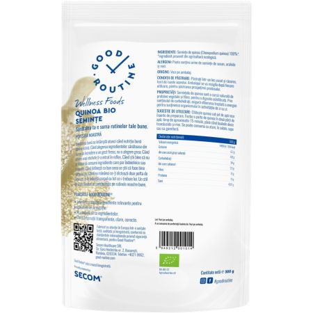 Seminte de Quinoa Bio Good Routine, 300 g, Secom 712193