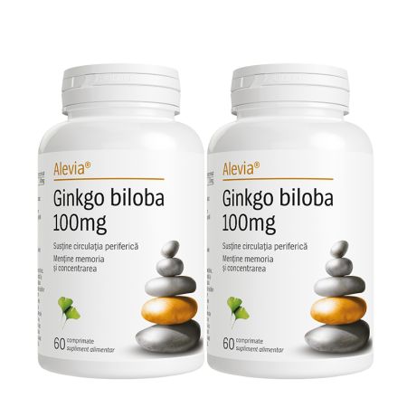 Pachet Ginkgo Biloba 100 mg, 60 + 60 comprimate, Alevia