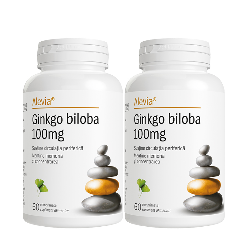 Pachet Ginkgo Biloba, 100 mg, 60 + 60 comprimate, Alevia
