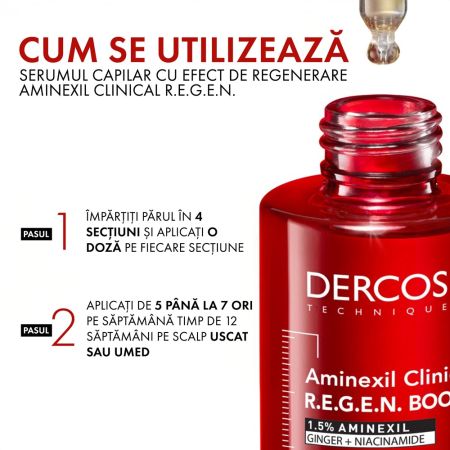 Serum capilar cu efect de regenerare Aminexil Clinical R.E.G.E.N. Booster Dercos, 90 ml, Vichy 662605