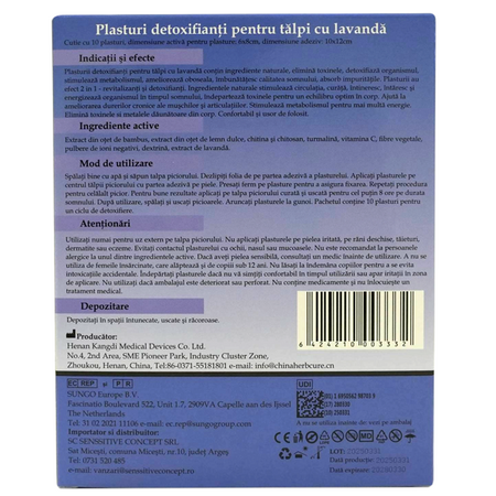 Plasturi detoxifianti cu lavanda Augama, 10x12 cm, 10 bucati, Henan Kangdi Medical 662772