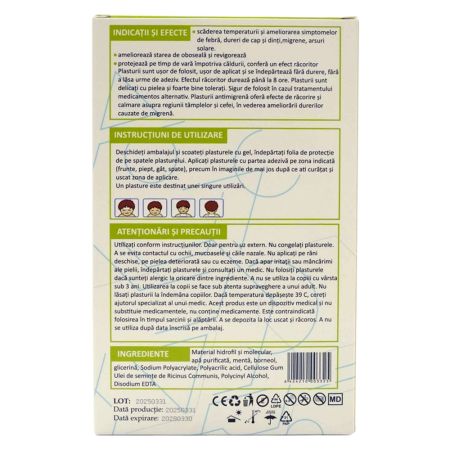 Plasturi antimigrena Augama, 5x12 cm, 4 bucati, Henan Kangdi Medical 662867