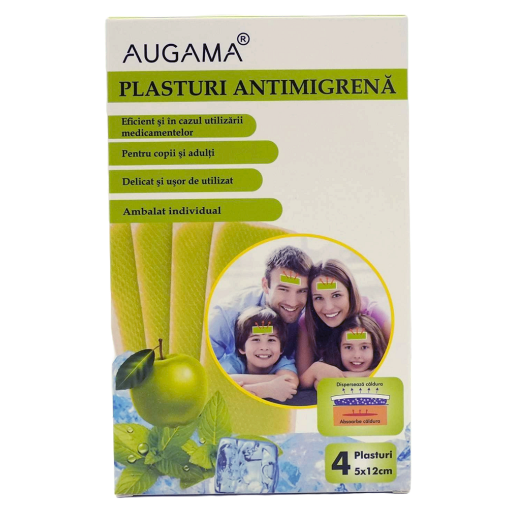 Plasturi antimigrena Augama, 5x12 cm, 4 bucati, Henan Kangdi Medical