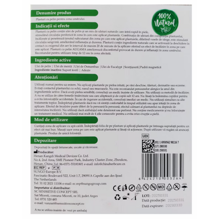 Plasturi cu pelin pentru zona umarului Augama, 6 bucati, Henan Kangdi Medical 662911