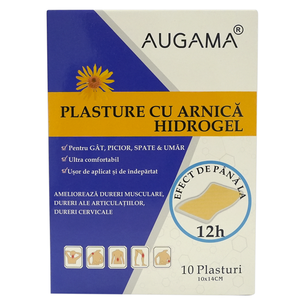 Plasturi cu arnica si hidrogel Augama, 10x14 cm, 10 bucati, Henan Kangdi Medical