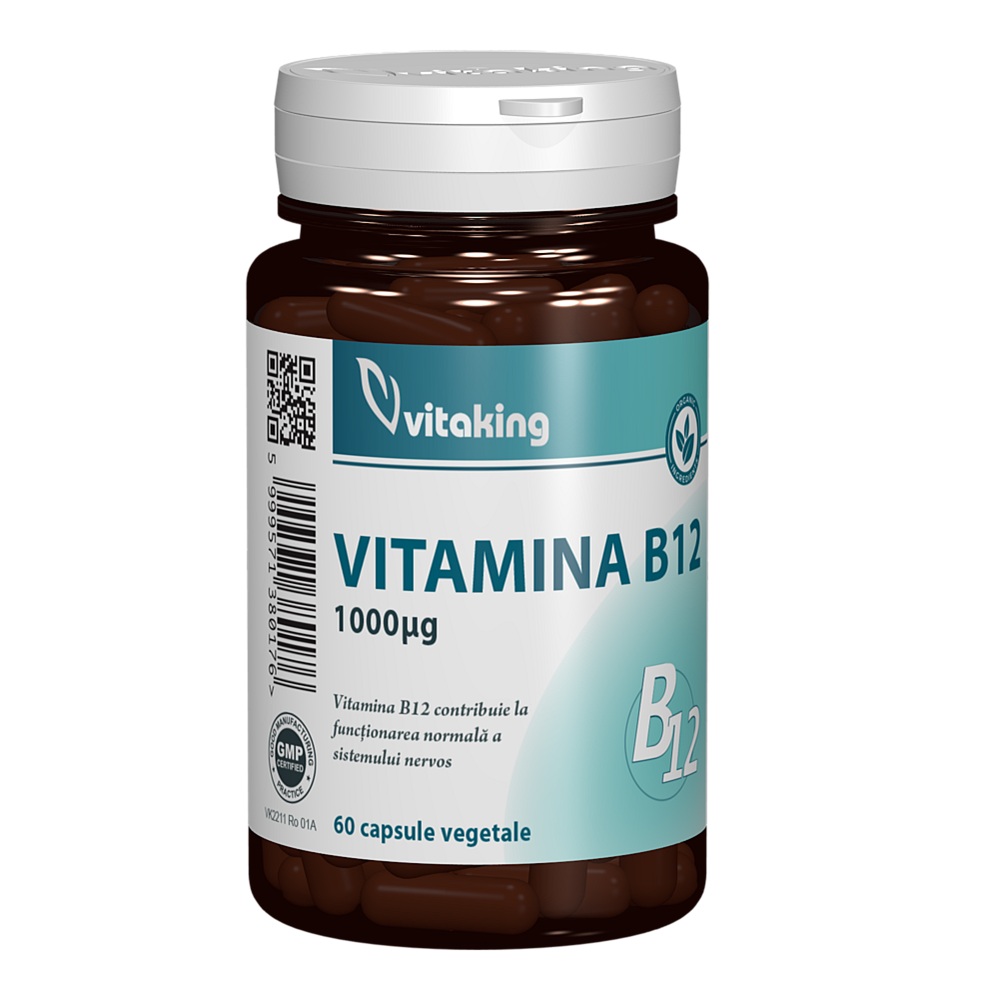Vitamina B12, 1000 mcg, 60 capsule vegetale, Vitaking
