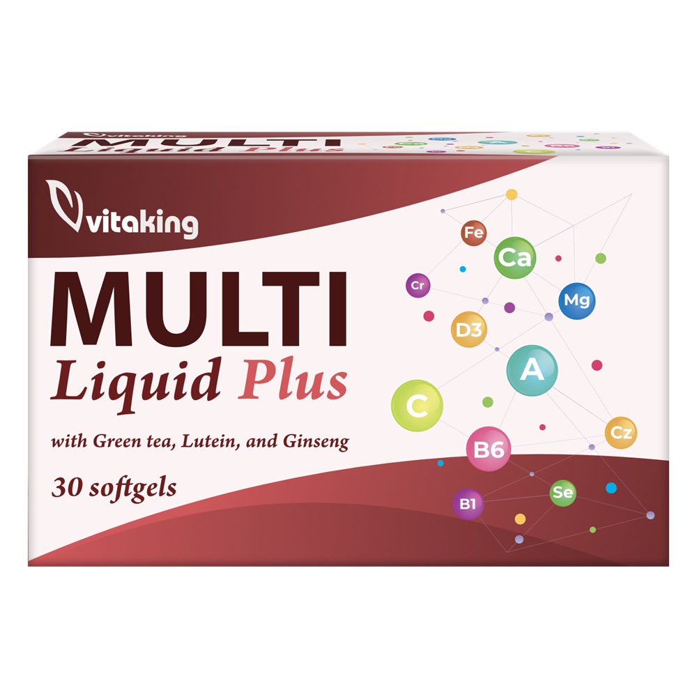 Multivitamin Lichid Plus cu minerale, Ginseng si Luteina, 30 capsule gelatinoase, Vitaking