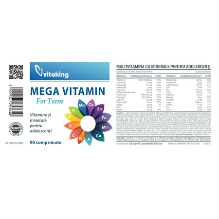 Mega Vitamin pentru adolescenti, 90 comprimate, Vitaking 704550