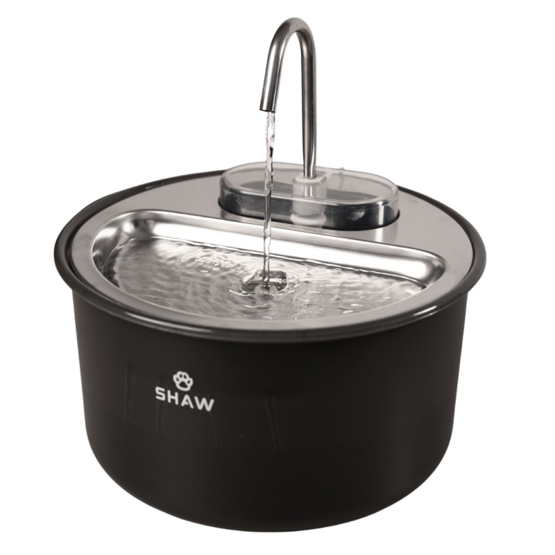 Fantana de apa tip robinet, neagra, pentru caini si pisici, cu functie de filtrare a apei, SHAW