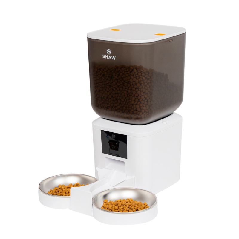 Hranitor automat smart, alb, pentru caini si pisici, aplicatie mobila, programare hranire, camera reglabila, SHAW