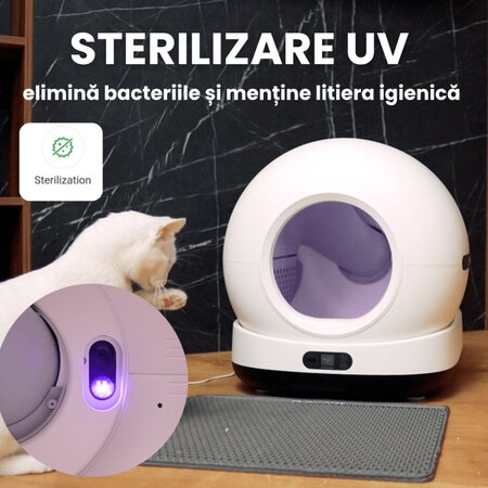 Litiera automata smart cu autocuratare pentru pisici, Ultra, negru, 7 litri, Shaw 663074