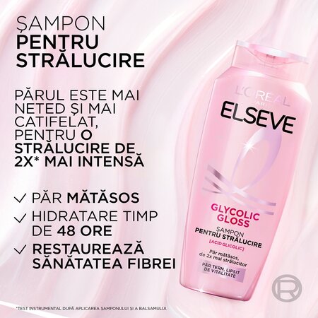 Sampon pentru stralucirea parului Glycolic Gloss, 400 ml, Elseve 663187