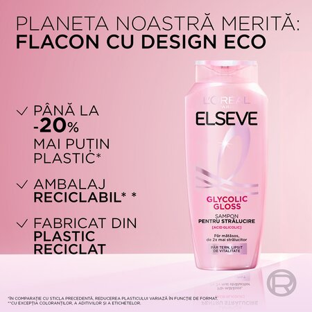 Sampon pentru stralucirea parului Glycolic Gloss, 400 ml, Elseve 663191