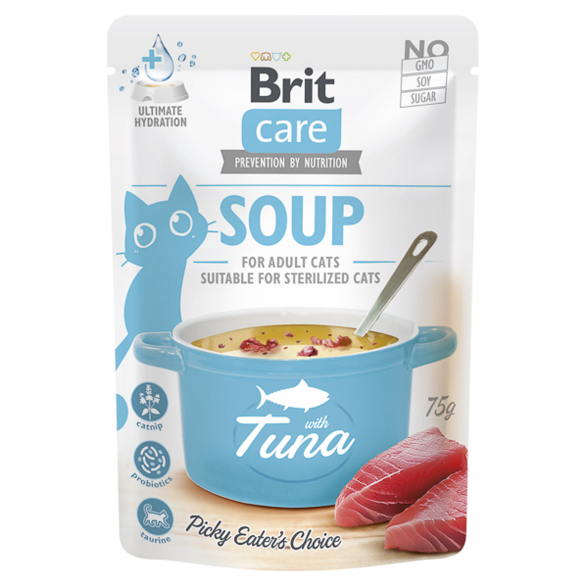 Hrana umeda pentru pisici adulte, supa cu ton Brit Care, 75 g, Brit