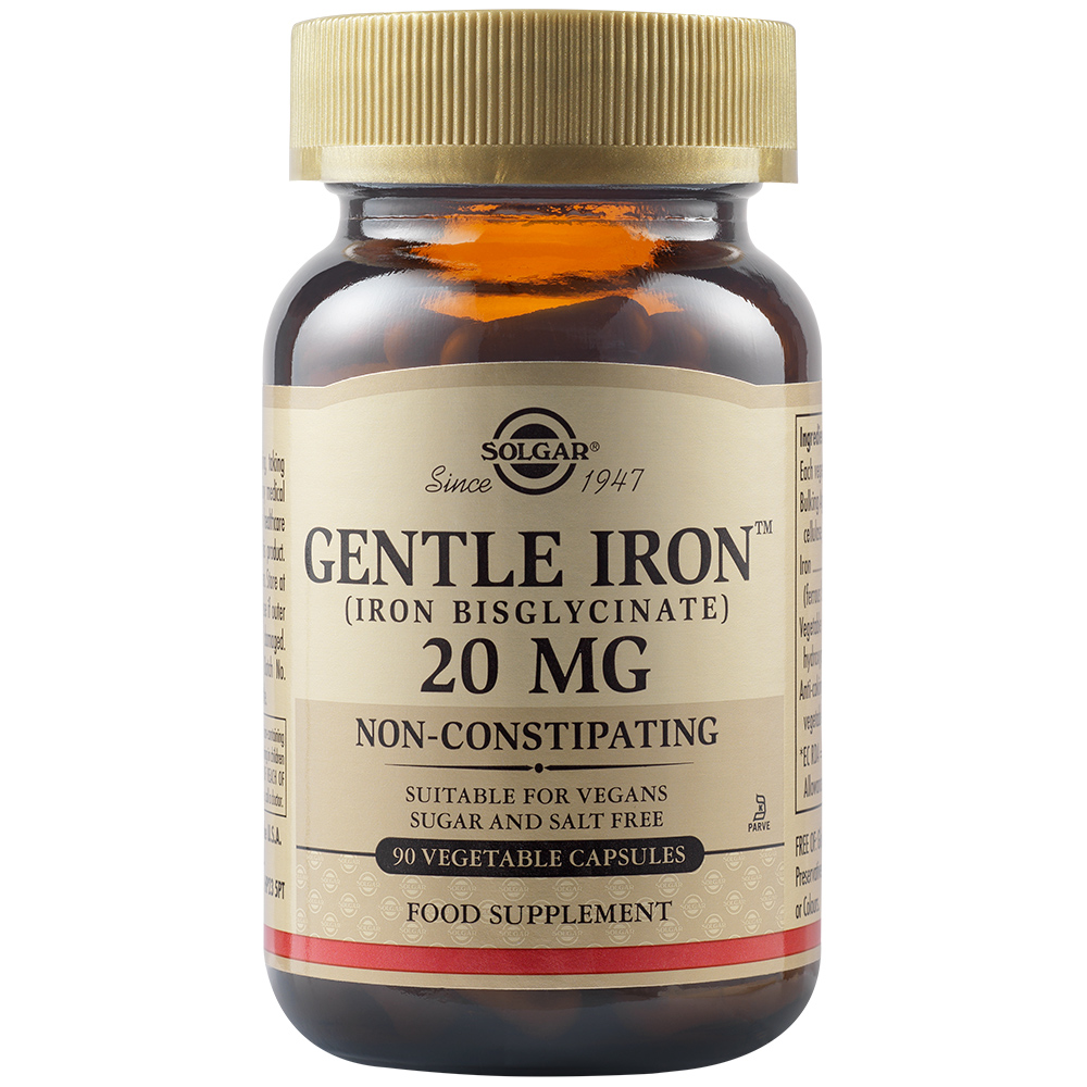 Fier cu actiune blanda Gentle Iron, 20 mg, 90 capsule, Solgar