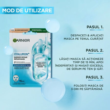 Masca hidratanta si reparatoare Hyaluron Barrier Repair, 28 g, Garnier 663459