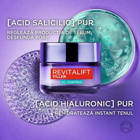 Crema matifianta cu acid hialuronic Revitalift Filler, 50 ml, L'Oreal Paris 663478