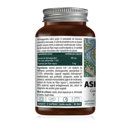 Ashwagandha, 400 mg, 60 capsule vegetale, Hyllan Pharma 663486