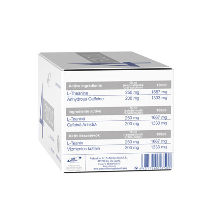 4 Focus 250mg L-Theanine, 200 mg Caffeine, 18 fiole x 15 ml, Pro Nutrition 600212