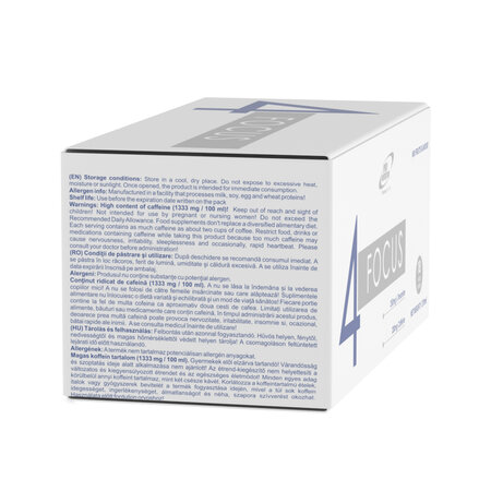 4 Focus 250mg L-Theanine, 200 mg Caffeine, 18 fiole x 15 ml, Pro Nutrition 600211