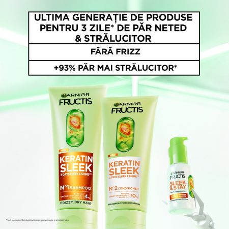 Masca pentru par neted si stralucitor Fructis Keratin Sleek, 370 ml, Garnier 663522