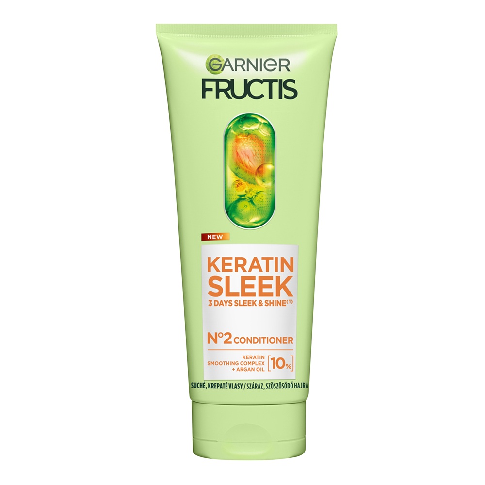 Balsam pentru par neted si stralucitor Fructis Keratin Sleek, 200 ml, Garnier