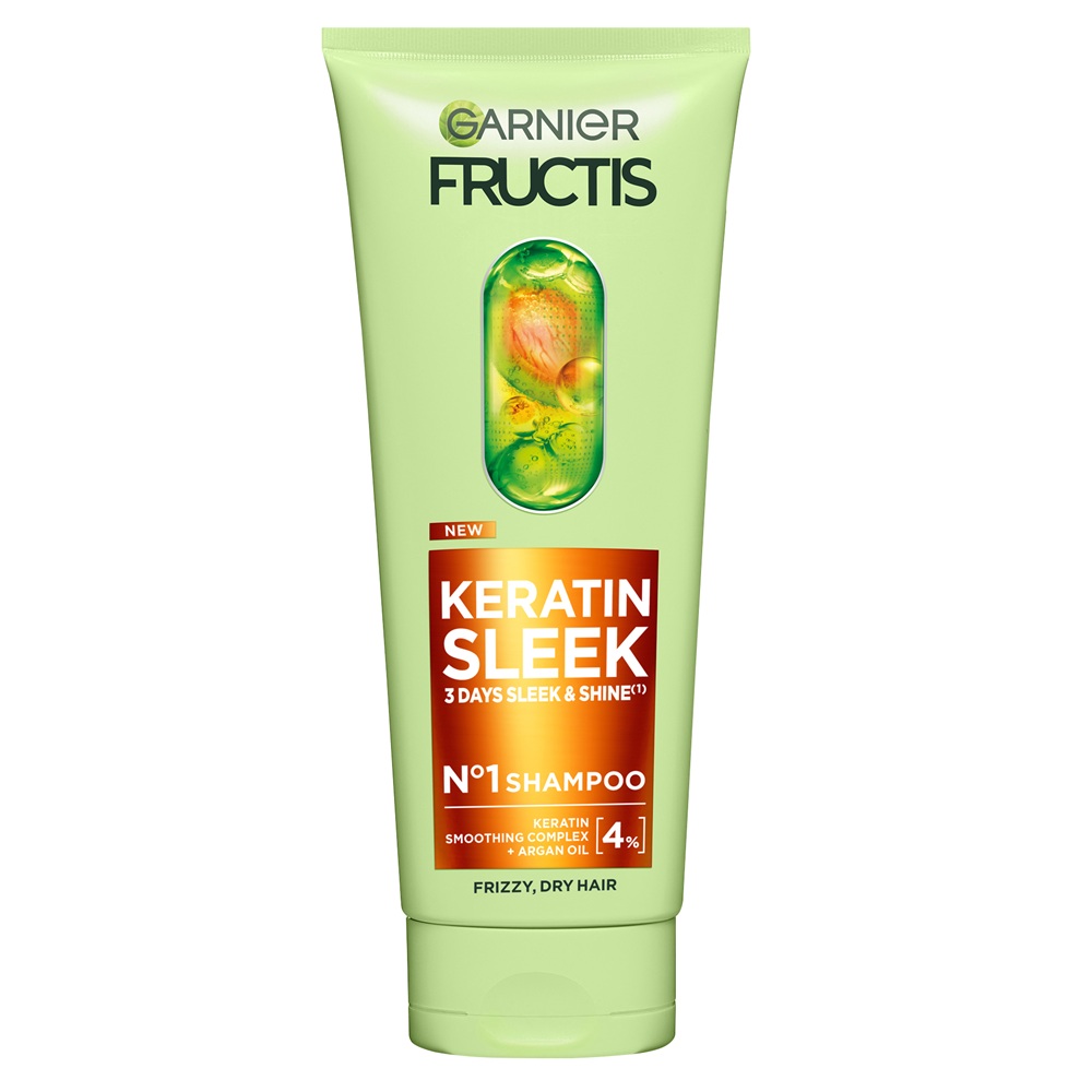 Sampon pentru par neted si stralucitor Fructis Keratin Sleek, 200 ml, Garnier