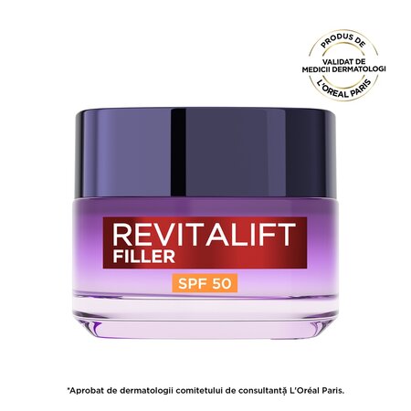 Crema antirid cu acid hialuronic si SPF 50 Revitalift Filler, 50 ml, L'Oreal Paris 663614