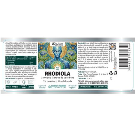 Rhodiola, 30 capsule vegetale, Hyllan Pharma 702756
