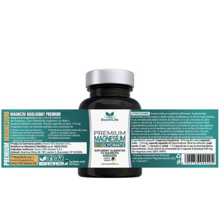 Magneziu Bisglicinat Premium, 815 mg, 30 capsule, Boost4Life 663757