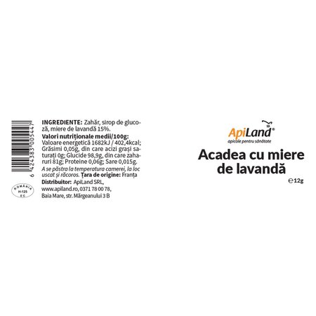 Acadele cu miere de lavanda, 4 bucati x 12 g, ApiLand 663860