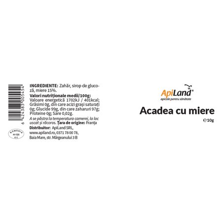 Acadele cu miere, 4 bucati x 12 g, ApiLand 663864