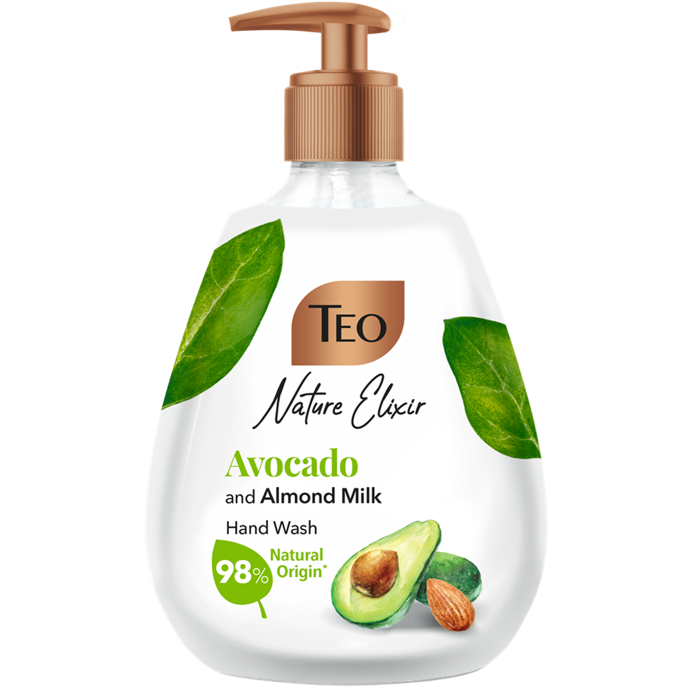 Sapun lichid cu avocado si lapte de migdale, Nature Elixir, 400 ml, Teo