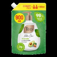 Rezerva sapun lichid cu avocado si lapte de migdale Nature Elixir, 900 ml, Teo