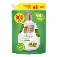 Rezerva sapun lichid cu avocado si lapte de migdale Nature Elixir, 900 ml, Teo