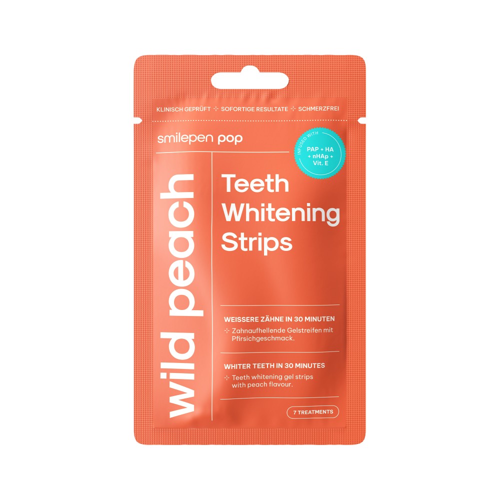 Benzi pentru albirea dintilor, Pop Wild Peach, 7x2 bucati, Smilepen Pop