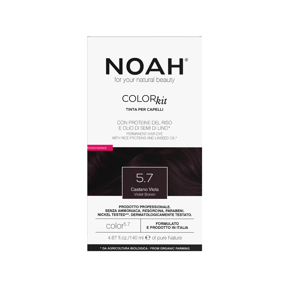 Vopsea de par naturala fara amoniac 5.7 Saten violet Color kit, 140 ml, Noah